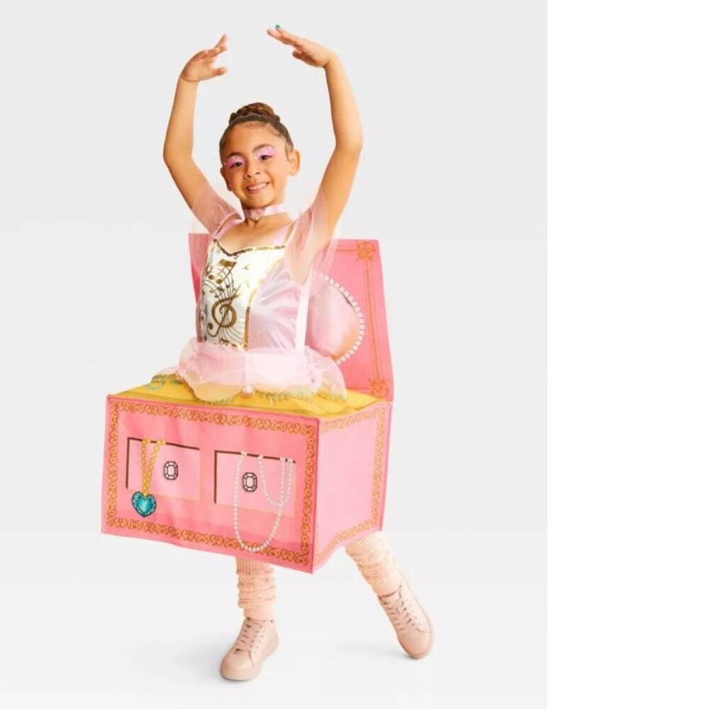 Ballerina Music Box w/ Sound Halloween Costume 6/7 Step In Dress & Choker Girls